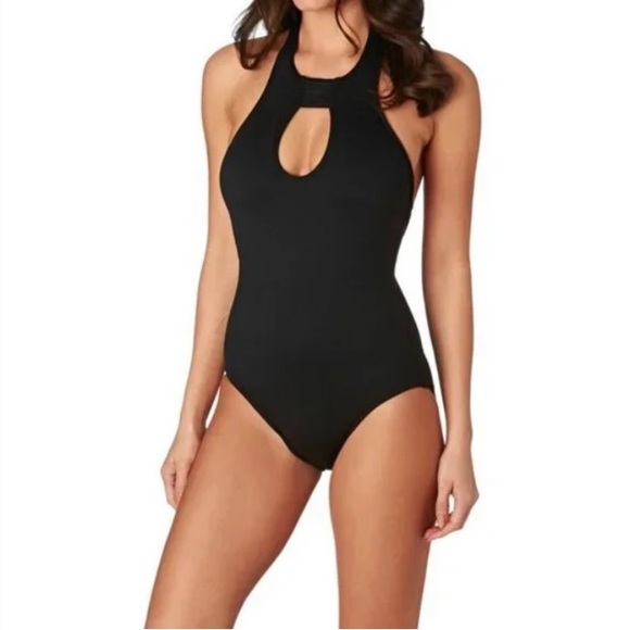 Seafolly Goddess Black Halter One Piece. NWT. Size 4. - Picture 5 of 7